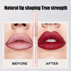 Matte Lipstick Lip Liner Pencil,Double-ended 2-in-1 Waterproof Lipstick Lip Liner,Waterproof Lipliner Pencil,Smooth and Long-Lasting Makeup Lip Pencil,Creamy Matte Velvet Lip Liner Pencil for Women
