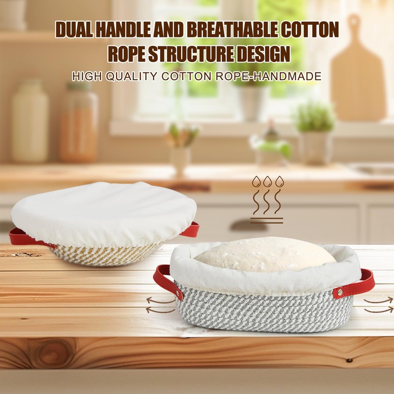 Outarsi 2 PCS Banneton Bread Proofing Basket Set, Oval &