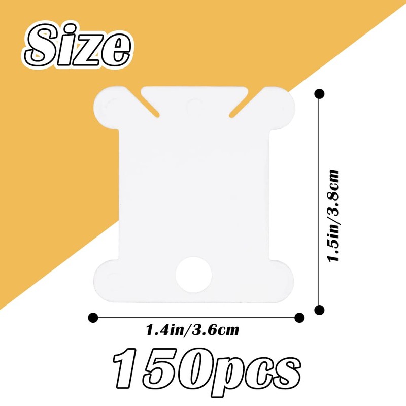 Plastic Floss Bobbins, 150 Plastic Bobbins(White), Embroidery Floss Cards for