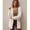 QUALFORT Women's 100% Cotton Cardigans for Women Lantern Sleeve Oversized