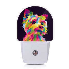 Axxitude Colorful Cute Dog Night Lights Plug into Wall for Girls Boys Room,Night Light LED Lamp Dusk to Dawn Sensor Round Lamp for Bedroom Bathroom Hallway Home Wall Decor