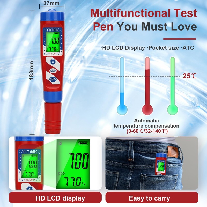 Hydrogen Water Tester, YINMIK 2024 Hydrogen Tester, Digital Hydrogen Water