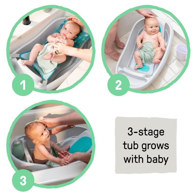 Ingenuity Comfy Clean Deluxe Newborn to Toddler Baby Bathtub, 3-in-1