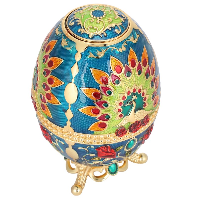 Toothpick Holder Retro Metal Peacock Egg Shape Portable Multifunctional Storage