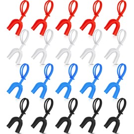Dunzy 20 Pcs Strapped Mouth Guard Football Sports Mouthguard No Boil Mouthguard Adult Youth Football Mouthpiece Mouth Protector for Boxing Lacrosse Hockey Taekwondo(Mixed Color,Adult)