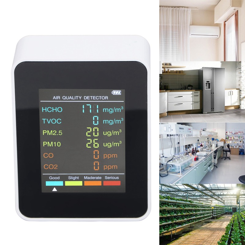 Air Quality Monitor Portable LCD Backlight Screen CO2 TVOC HCHO