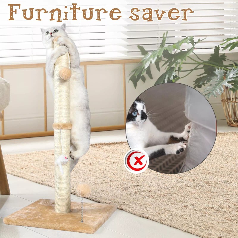 ANWA 32 Tall Cat Scratching Posts for Indoor Cats 3-in-1
