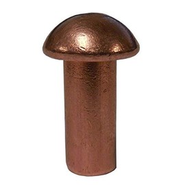 1/8" Dia. X 1" Length Copper Solid Rivet, Round Head, Plain Finish, (Pack of 1/2lb - Approximately 110 Pieces)