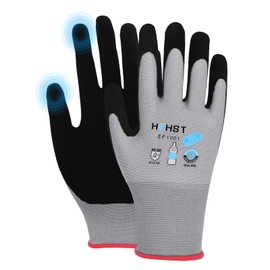 HPHST Latex Coated Work Gloves for Men and Women with Optimal Grip & Fine Touch Sensation, Environmentally Friendly Protective Gloves for Household Gardening, Grey, L, 3 Pairs
