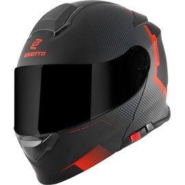 Bogotto H271 Wayke Flip-Up Helmet, Matte Black/Orange, 2XL
