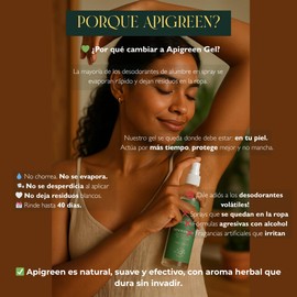 Apigreen Desodorante Natural en Gel – Protección sin Aluminio, pH Balanceado – 125 ml | Aroma Lavanda o Hierbabuena | Vegano y Sin Químicos Agresivos (125 ml, Hierbabuena)