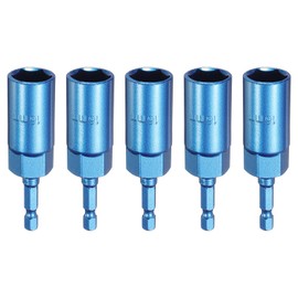 HARFINGTON 5pcs Nut Driver 16mm Hex Drive Socket CR-V Steel Power Screw Drill Bits Socket Wrench Tools with 1/4" Quick Change Hex Shank for Power Drills Impact Drivers, Blue