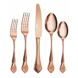 Regent Bead 20-Piece Rose Gold Flatware Set, Mirror Polished Premium Stainless-Steel Deluxe Silverware Set Service for 4, Include Knife Fork Spoon, Dishwasher Safe