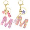 ePicsoa Letter Key Ring Flower Key Chain Sequins, m, M