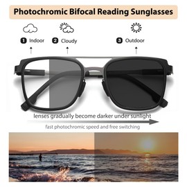 Myfeasy Bifocal Photochromic Reading Glasses Anti Blue Light UV Protectionoutdoor Glasses with Readers at Bottom Readers for Women