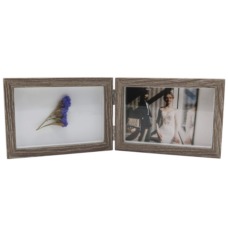 Smiling Art Double Wooden Photo Frame Folding Double Frame