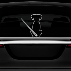 Leniutor Dog Wiper Sticker for Cars, Waterproof Vinyl Cute Dog Waving Tail Rear Window Windshield Sticker Decal, Funny Lovely Animal Rear Wiper Decoration 5.43 x 10.62 (A Lovely Dog, Brushed Silver)