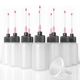 10 Pcs Needle Oiler (1 OZ), Precision Tip Applicator Bottle, Medical Grade LDPE Gun Oil Bottle with Extra Long 1.5 Inch Stainless Needle Tip – Easy to Use for Crafts, Hinges, Sewing Machines and More