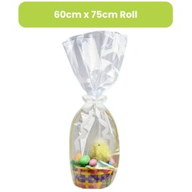 Electoys Clear Cellophane Wrap Roll | Cling Film Wrapping Paper for Hamper Basket Baby Shower Gifts | Plastic Wrap, Valentines & Birthday Wrapping Paper Sheets Transparent | 60x75cm Roll