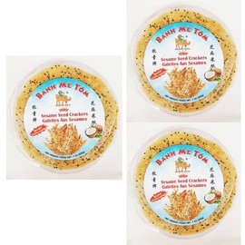 Banh Me Tom Sesame Seed Crackers, Extra Coconut,With Dried Shrimp,7 oz, 3 Packs