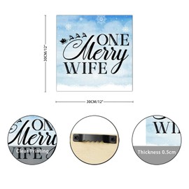 One Merry Wife Wooden Signs Wall Plaque Holy Night Wood Block Plaque Farmhouse Wood Hanging Wall Art Decorative for Front Door Entryway Porch Bar Pub Party Housewarming Gift 12x12in
