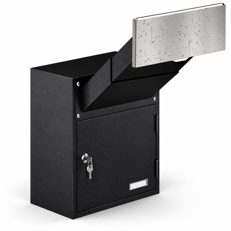 Through-Wall Locking Drop Box with Adjustable 6.63-11.7 Inch Chute, Heavy