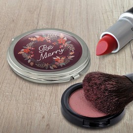 Be Merry Christmas Wreath Compact Travel Purse Handbag Makeup Mirror