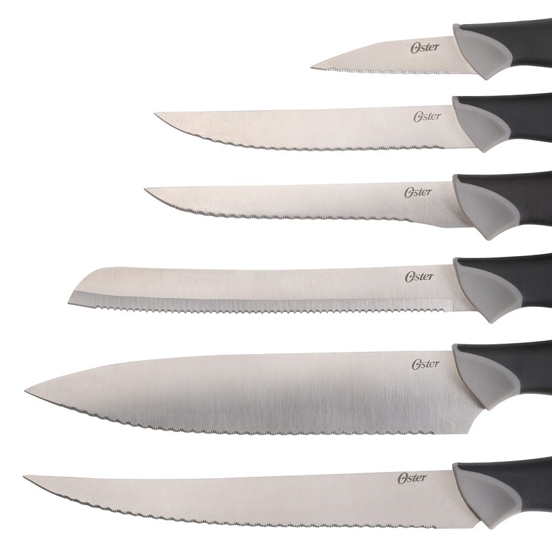 Oster Lindbergh 14 Piece Stainless Steel Cutlery Kitchen Knife Block