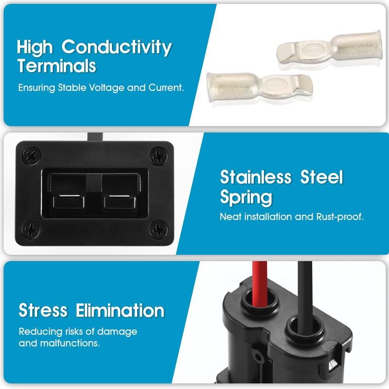 Waterproof 50 Amp Battery Quick Connect Disconnect Kit, 6-8 Gauge