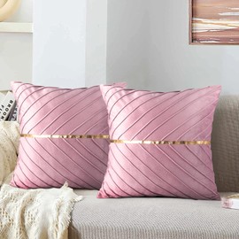 Cushion Covers Pink 45 x 45 cm Decorative Cushion Velvet Sofa Cushion Soft Couch Cushion Cover Decorative Cushion Cover Cushion Case for Living Room Bedroom, Set of 2