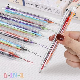 Sikao 6-in-1 Pens Multicolour, Multi Color Pens All In One, Multicolored Pens, Rainbow Pens, Bulk Party Favors, Classroom Prizes, Goodie Bag Stuffers for Kids Grils, Valentines Day Cool Gifts(24 Pack)
