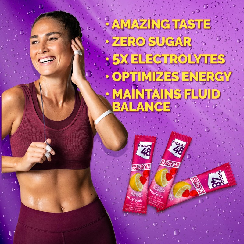 Wellgenix Hydrate48 - Electrolyte Powder Packets with No Sugar (15