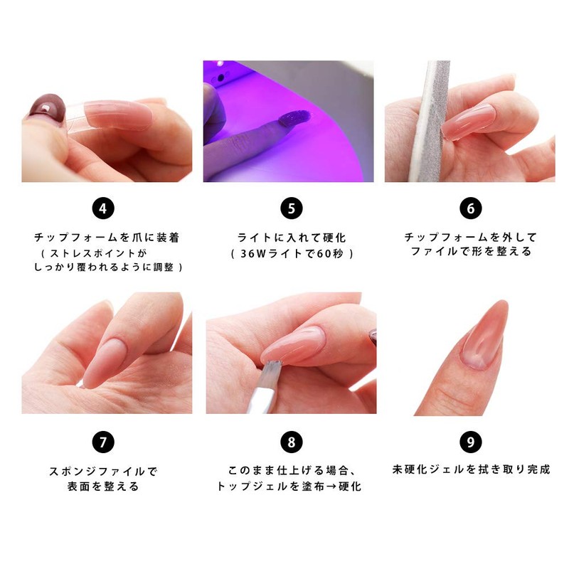 iro gel Nail Tool, Foam Tip for Polygel, 10 Sizes,