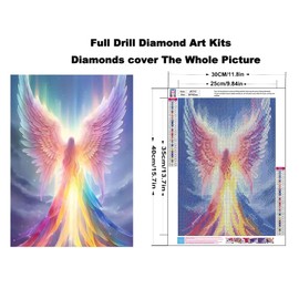BYGFHLYW Rainbow Angel 5D Diamond Painting Kits for Adults Beginners,DIY Diamond Art Kit Full Round Drill,Paint by Diamonds Dot Gem Arts and Crafts Crystal Sets,Home Wall Decor 11.8x15.7inch