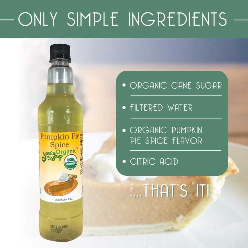 Joe’s Syrup Organic Flavored Syrup, Organic Pumpkin Pie Spice, 750