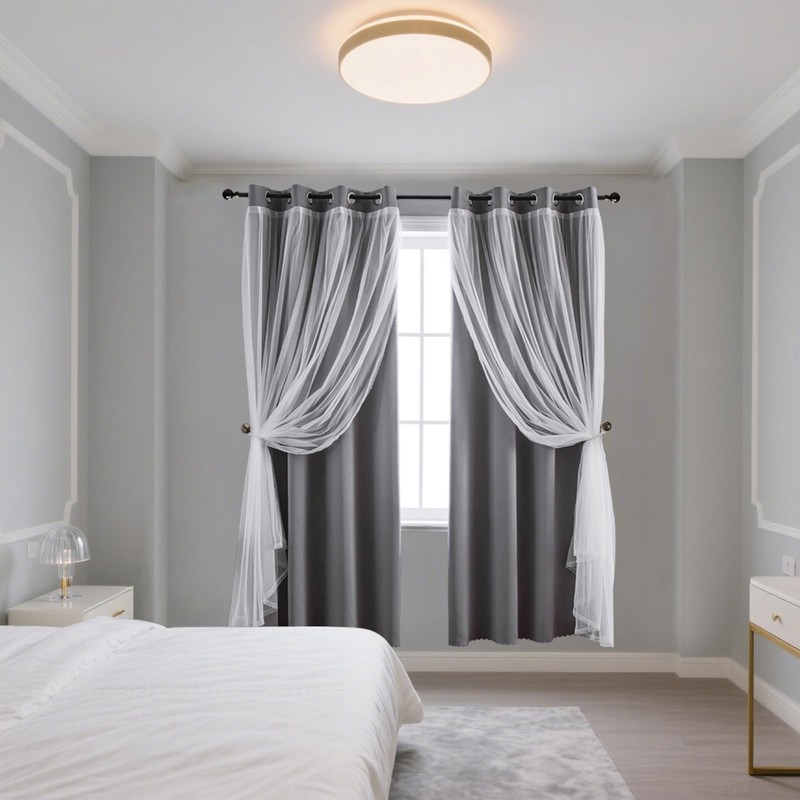 Anytime Home Curtains Blackout and Sheer Layered Solid Window Curtain