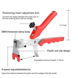 Tile Leveling system Plier Hand Floor Pliers Tiling Installation Tool Tile Locator Leveling System for DIY Ceramic Tile Stone Wall Tile Spacers Adjustment red