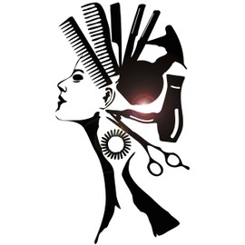 Vinyl Wall Decal Comb Hair Dryer Hairdresser Hair Salon Decor Stickers Large Decor (3150ig) Black