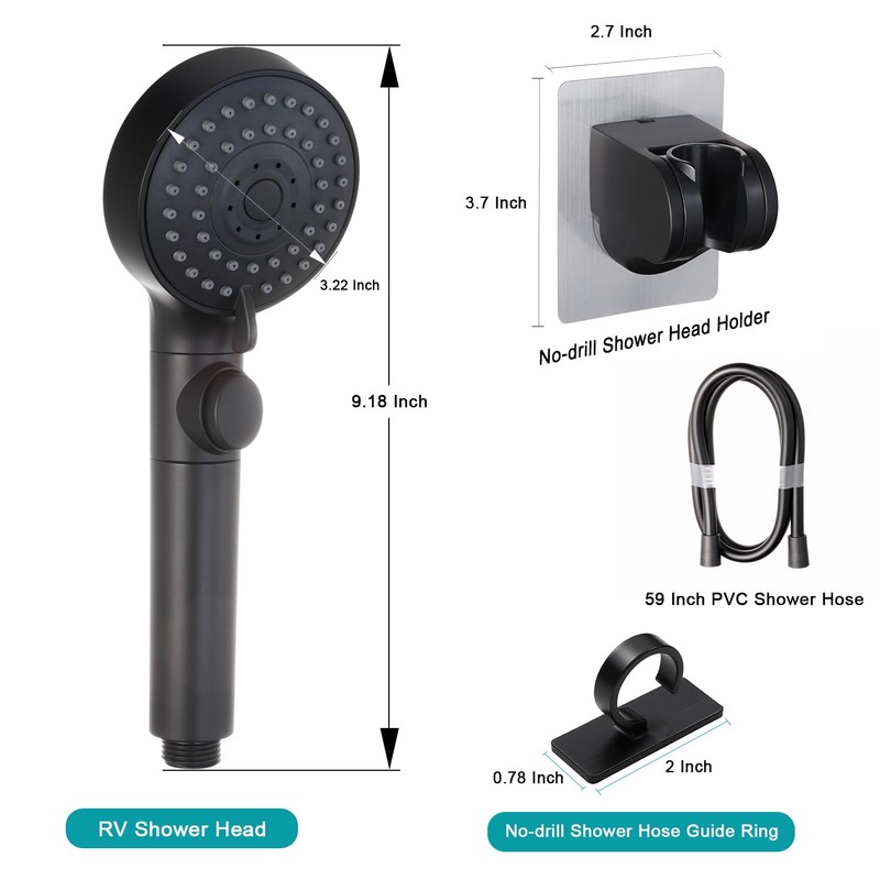GwernKB RV Shower Head with Hose,5-mode High Pressure Shower Head