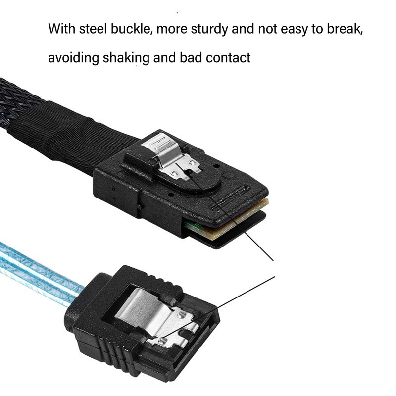 Mini SAS to 4 SATA Cable 7Pin 12Gbps Tinplated Copper