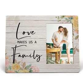 MAQIKA Love Picture Frame, Wedding Picture Frame, Wedding Gifts, Engagement Gifts for Couples Newly Engaged, Gifts for Newly Engaged Couple, Love Makes Us a Family Wood Photo Frame for 4x6 Photos