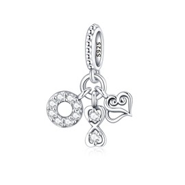 Symretie 925 Sterling Silver Charms Pendant for Bracelets and Necklaces - Travel Family Heart Bead Charms Jewellery Gifts, Sterling Silver, Diamond, pearl, zirconia, zirconia