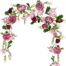 Peony Garland, Decorative Flowers Artificial, Artificial Flowers Garland, Table Pole Decorative Pole, Flower Garlands, Flower Garland for Door, Wedding, Party, Wall, Home Decoration (Dusty)