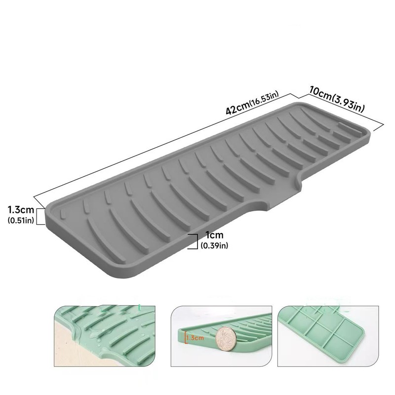 Kitchen Faucet Silicone Mat – Anti-Slip Sink Drain Protection, Slope