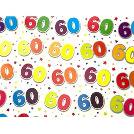 60th Birthday Wrapping Paper - 2 Sheets of Gift Wrap & 1 Matching Tag - 60th Birthday - SE2632 by Simon Elvin
