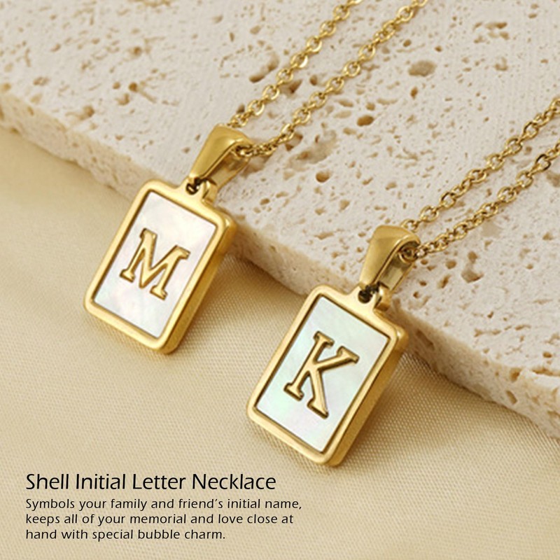 CERSLIMO Initial Necklace for Women Girls - Gold Solid Alphabet