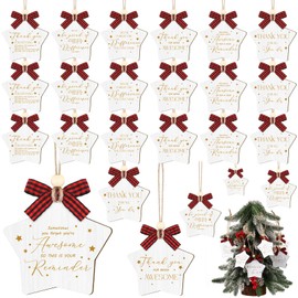 Namalu 24 Pcs Christmas Appreciation Gifts Thank You Gifts Wooden Star Tree Decoration Hanging Farmhouse Christmas Star Ornaments Gift