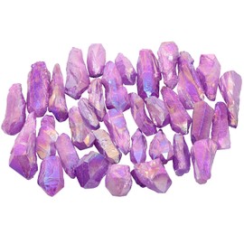 mookaitedecor 460 Gram Bulk Titanium Coated Rock Quartz Crystal Points Irregular Undrilled Rock for Decor Reiki Healing DIY, Purple