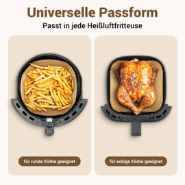 Smart-Planet Baking Paper for Hot Air Fryer, Pack of 100, 20-24 cm, 4.7-7.5 L, Airfryer, Disposable Bowls, Paper, Non-Stick Oil, Waterproof, Food-Safe and Temperature-Resistant