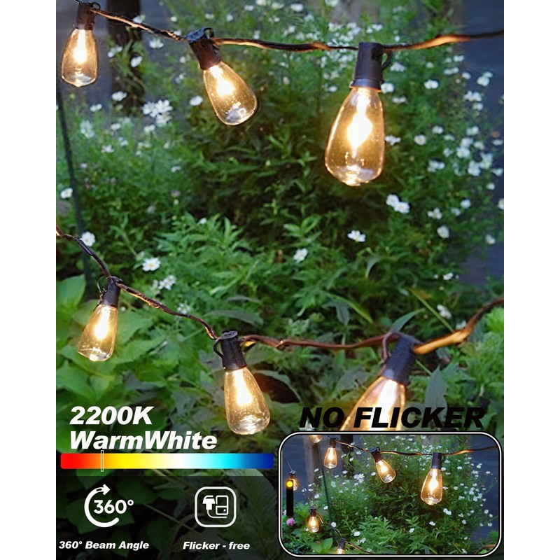 Adirxon 10-Pack ST40 Light Bulbs for Outdoor String Lights, Durable